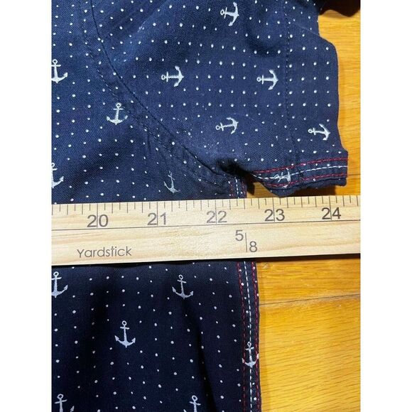 On The Road Shirt Mens XL Button Up Blue Nautical Anchor Print Slim Fit Casual - Picture 6 of 7